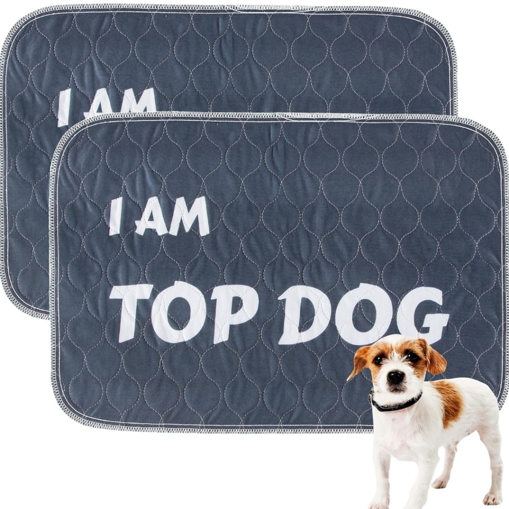 Pack of 2 "I Am Top Dog" Reusable Puppy Pads New 35 1/2" x 32"